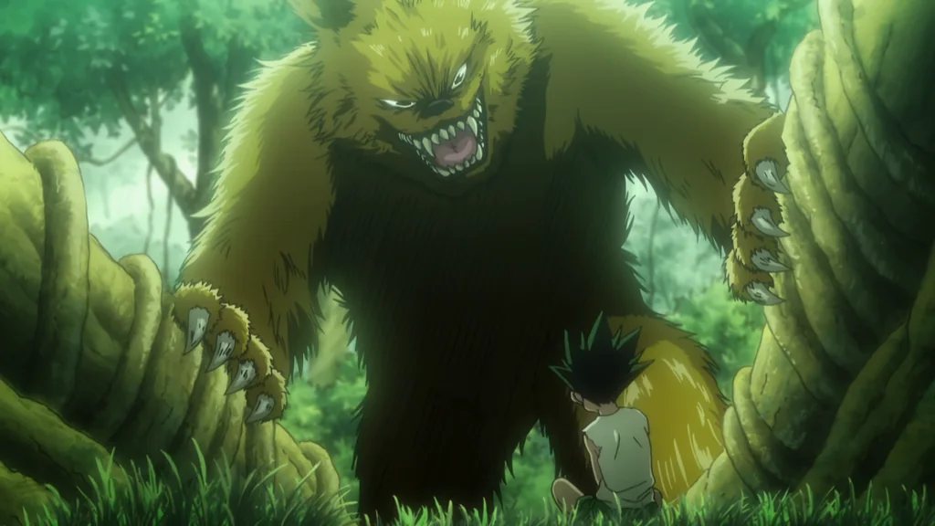 キツネグマの成長したキツネグマと再会するゴン