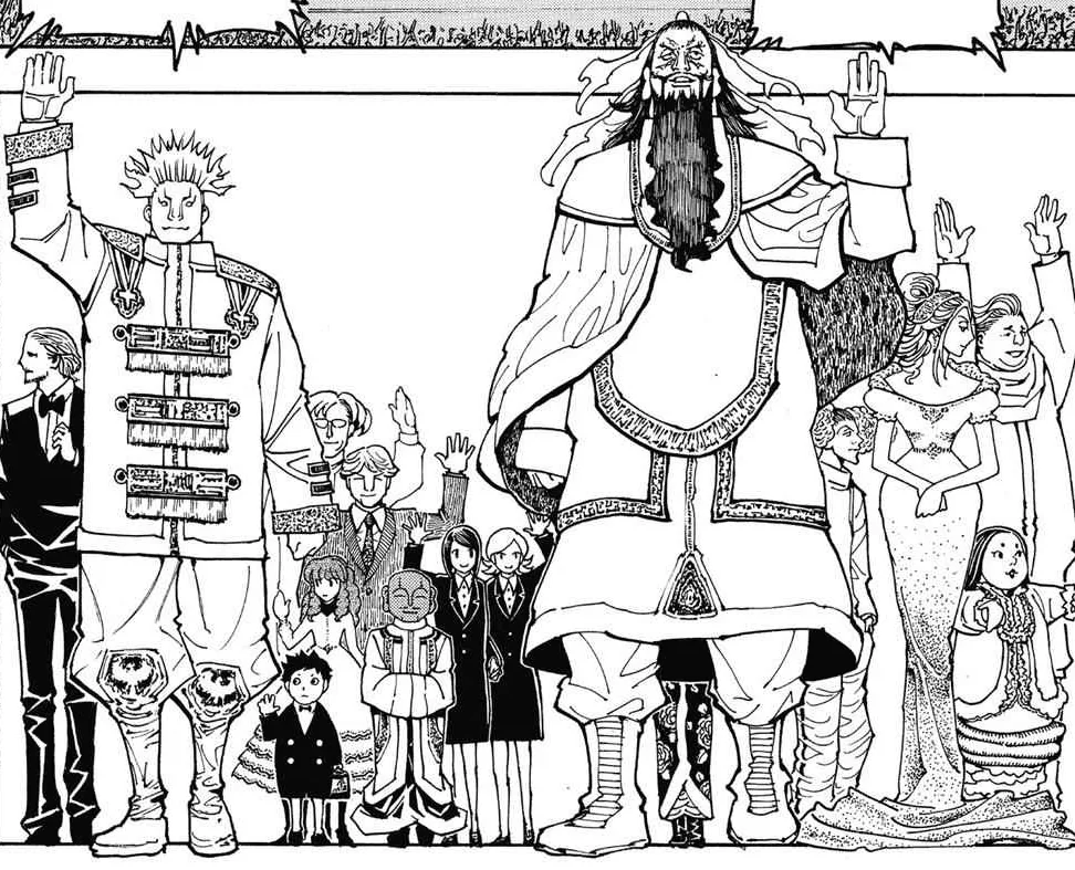カキン王子とビヨンドをめぐる勢力　引用『HUNTER×HUNTER』冨樫義博