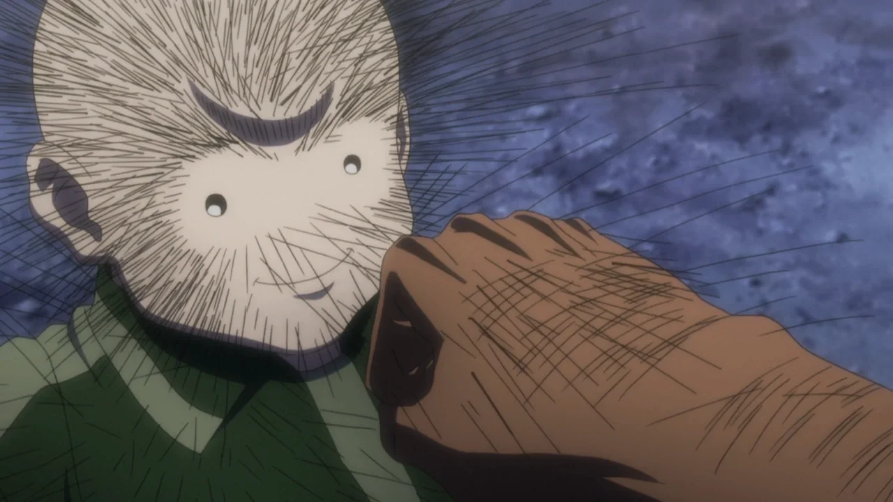 『HUNTER×HUNTER』第9巻「9月1日」のウボォーギンの打撃を体毛で受ける豪猪