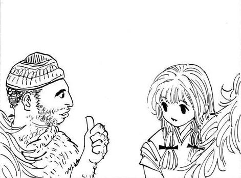 通訳を装い来訪者を監視する原作の二人