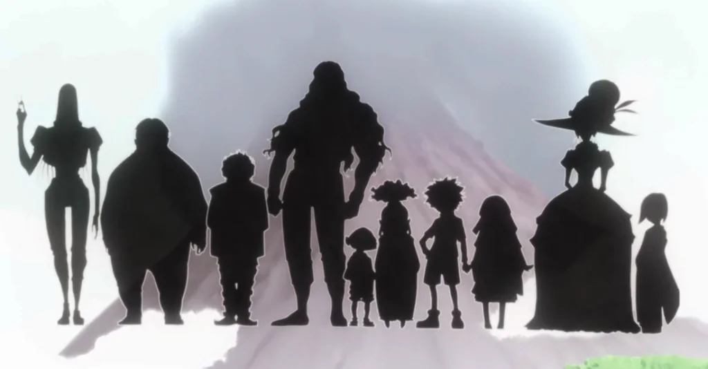 ゾルディック家の人物配置と体格　引用『HUNTER×HUNTER』冨樫義博