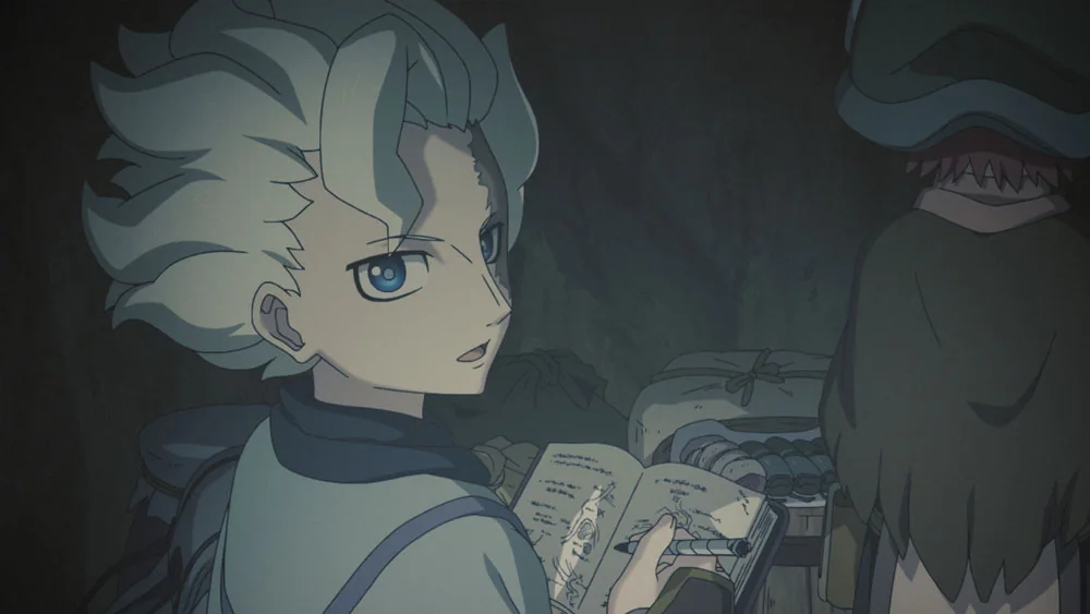手帳を持つ人間時代のベラフのアニメ公式場面カット