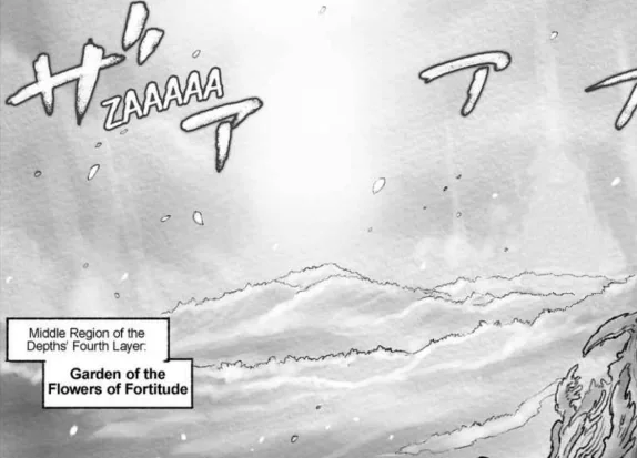 不屈の花園に立つライザの墓標を描いた原作漫画場面