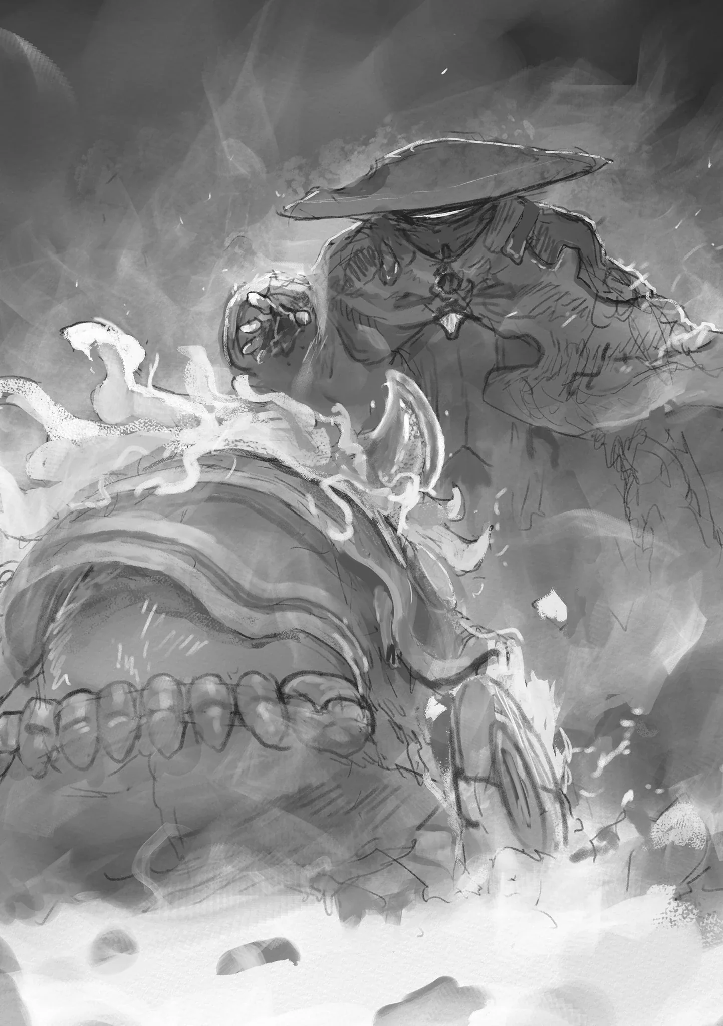 獣相ニシャゴラと交戦するオーゼンの原作漫画回想場面