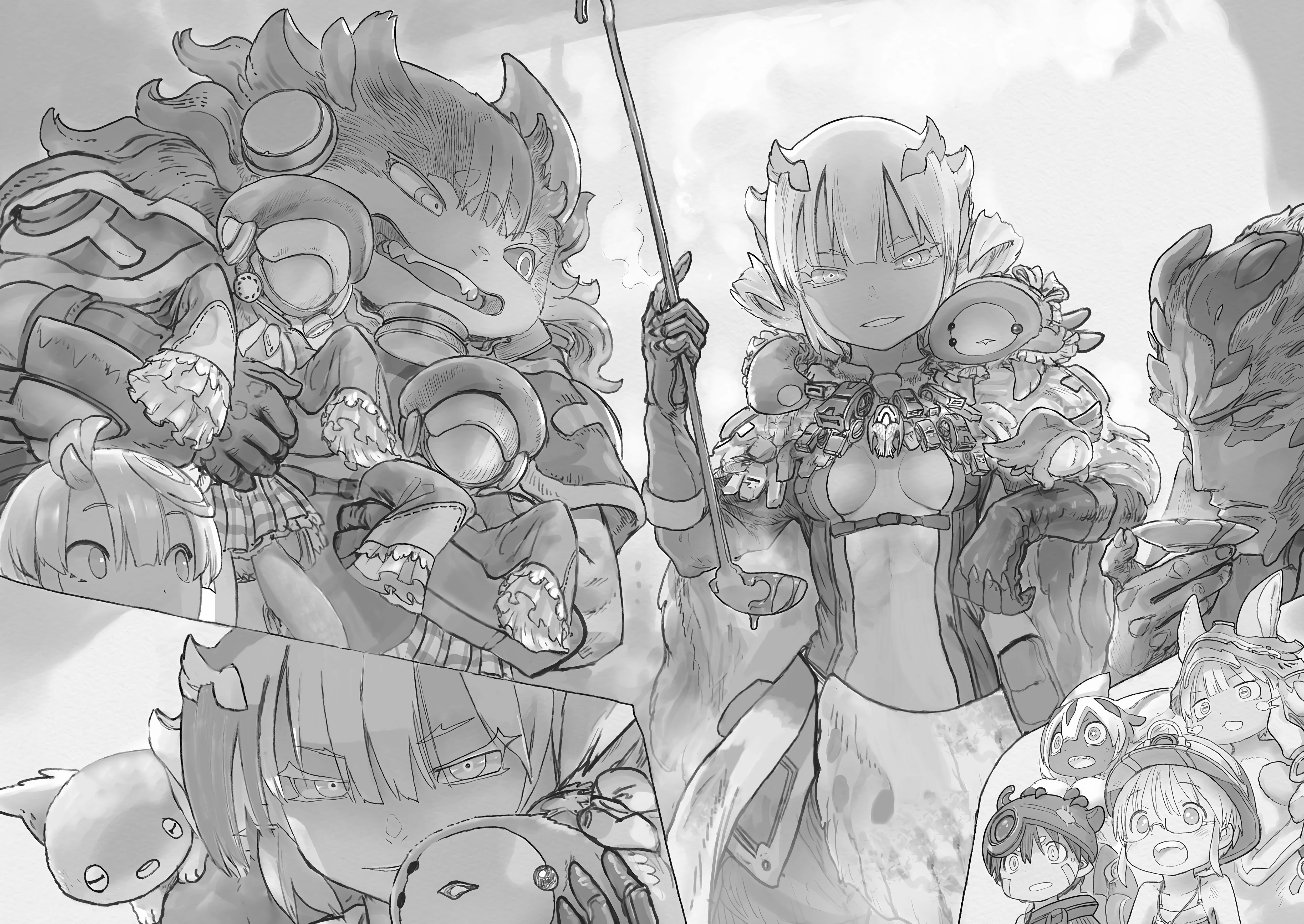 スラージョと獣相の仲間たちが並ぶ呪詛船団の原作漫画場面