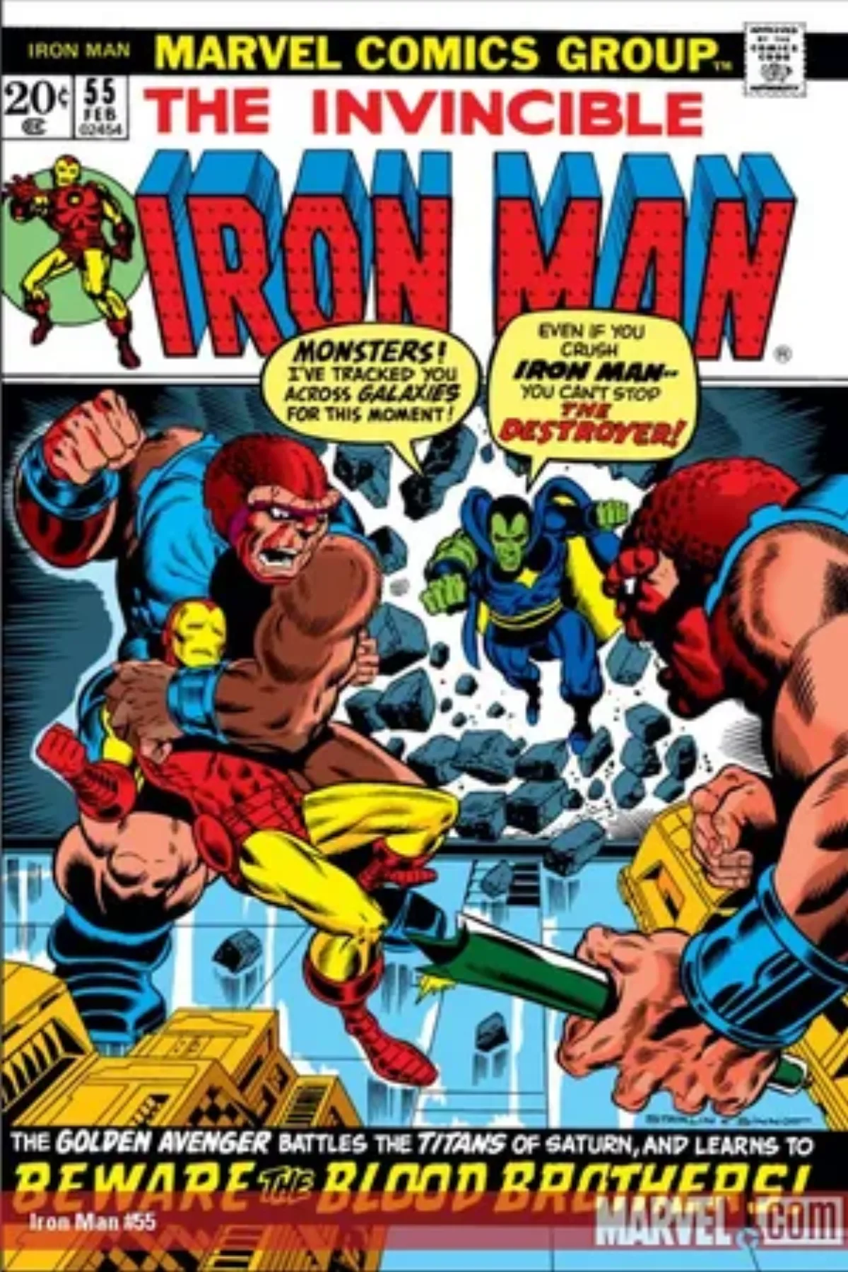 サノスとドラックスが登場する『Iron Man』第55号カバー